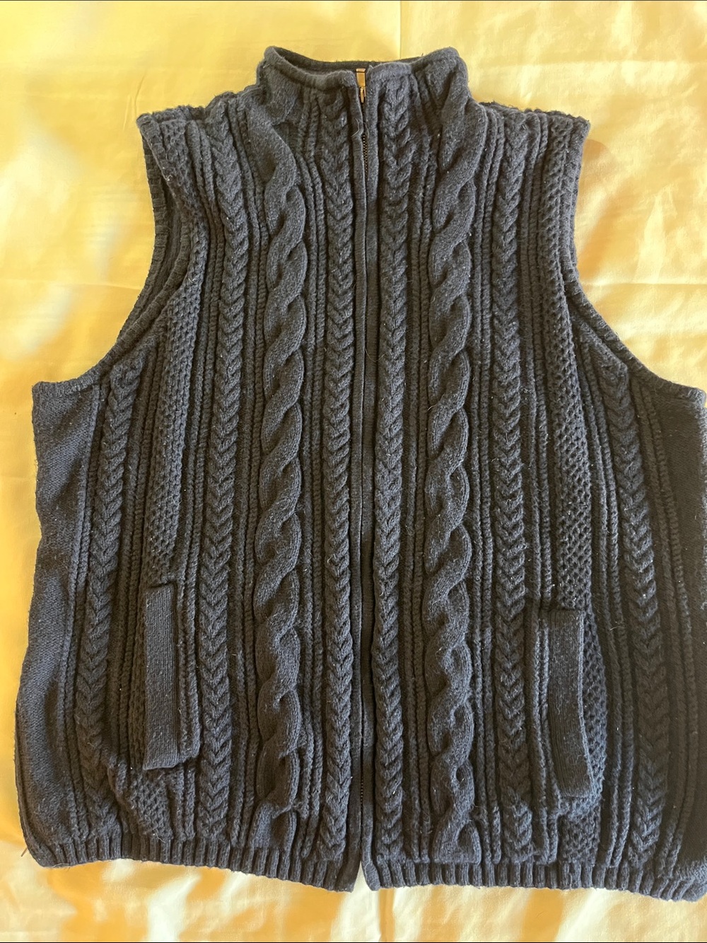 Talbots Cable Knit Full-Zip Sweater Vest Navy Blue Size 2X